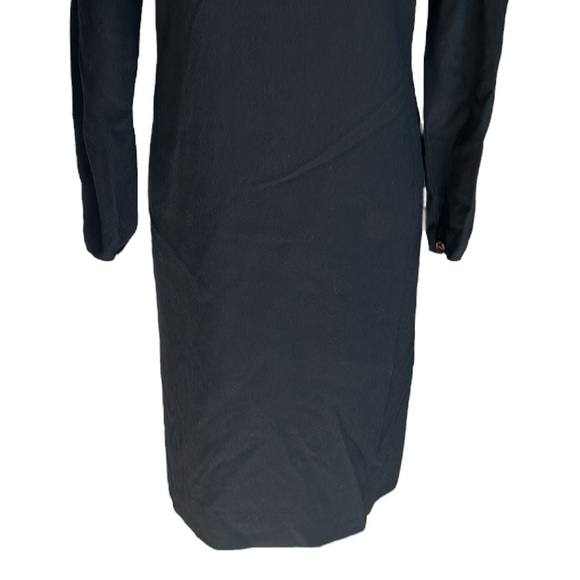 Jean Muir London Vintage 1980s Black Wool Crepe Long Sleeve Shift Dress - 12 - Picture 3 of 9